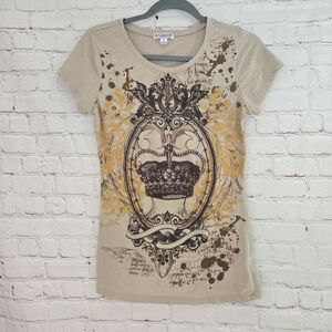 y2k Mcbling crown tee Freehold crown graphic tee with rhinestones Size L
